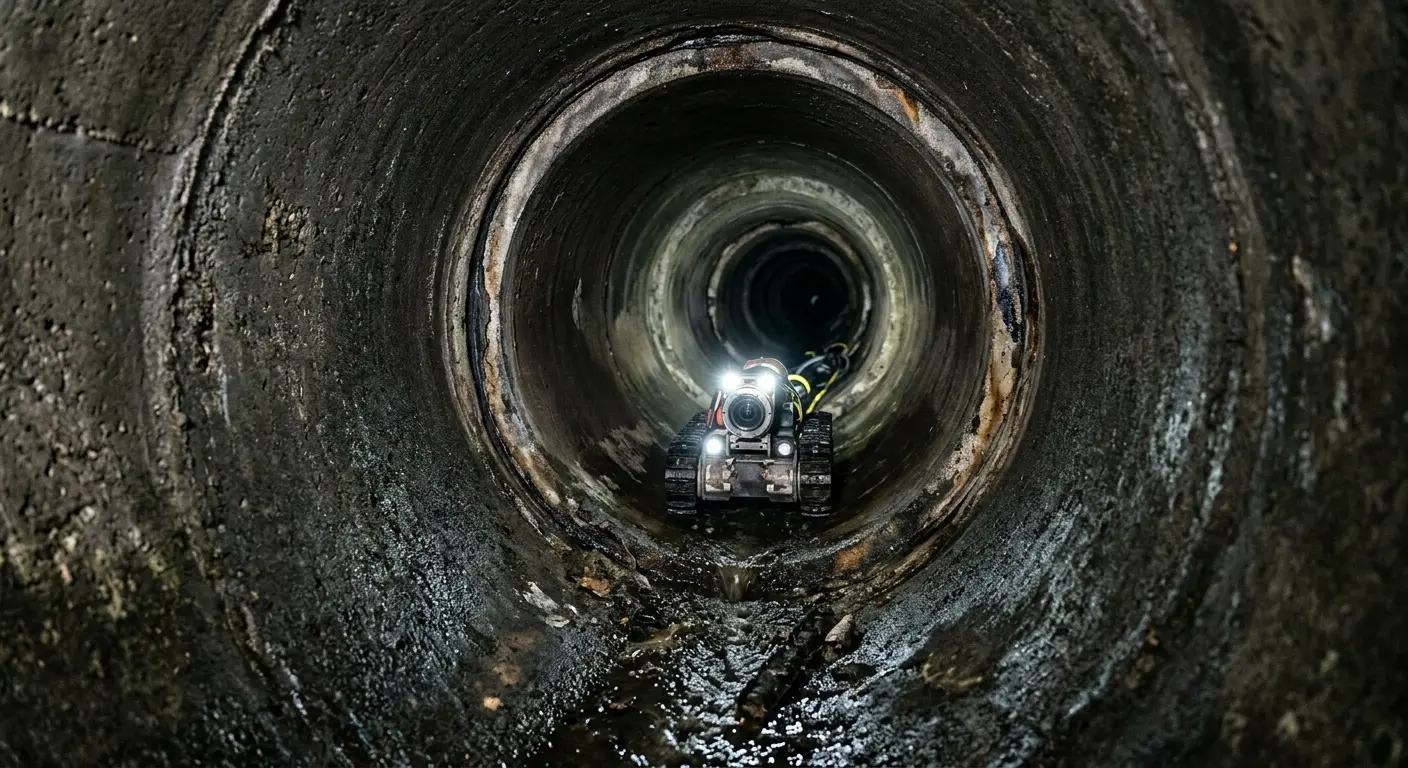 Robotic sewer camera inspecting pipe interior for Drain Snake Service in Venice